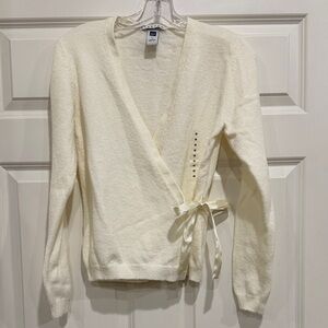 Gap Cream V-Neck Wrap Sweater with bow
